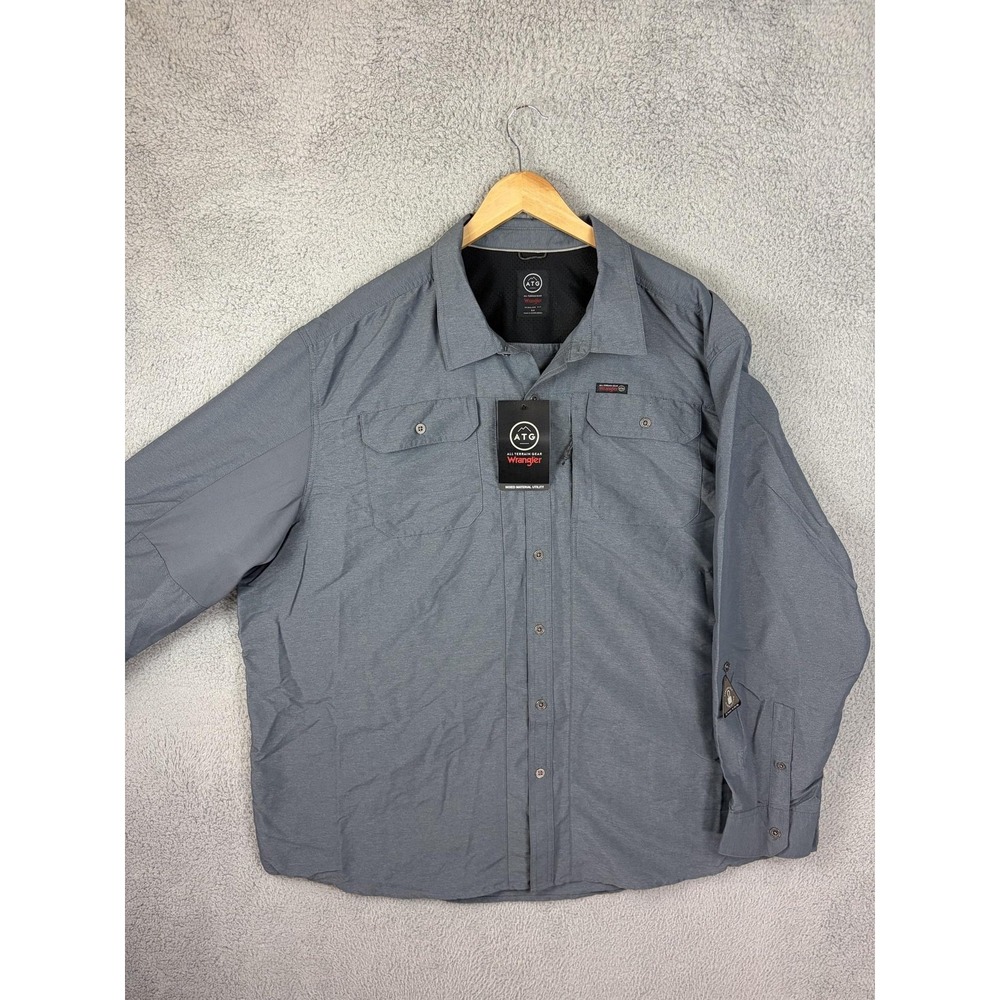 Wrangler ATG Shirt Men 3XL Gray Long Sleeve Utility Button Front New Stretch New